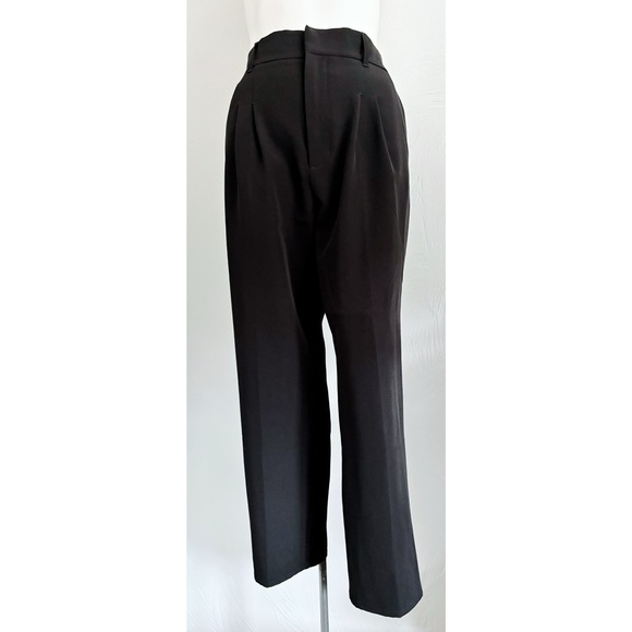 NWOT Express Super High Waisted Belted Pleated Ankle Pant Black - Medium NO Belt - Picture 2 of 13